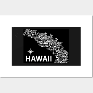 Hawaii Map Posters and Art